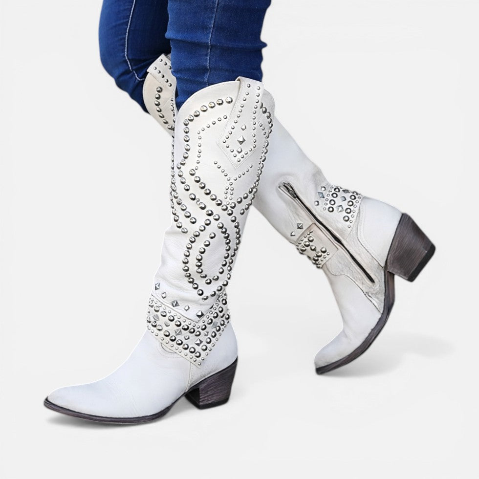 Orthopedic Studded Knee High Western Boots