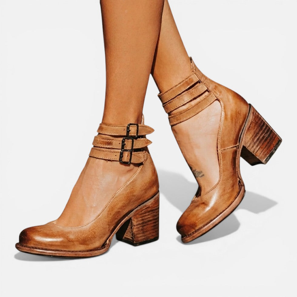 Womens Orthopedic Ankle Strap Block Heel Shoes