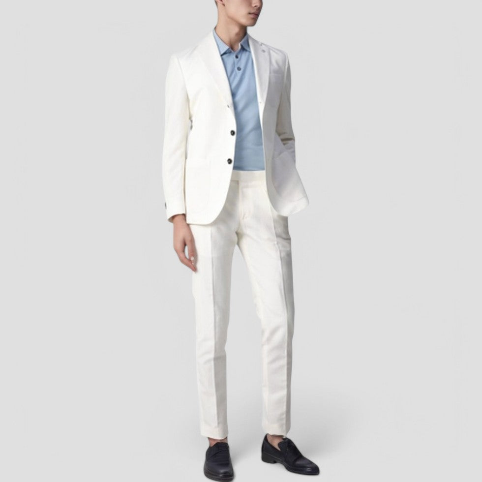 Men's Linen Blend Suit Set Smart Tailored Casual Business Look