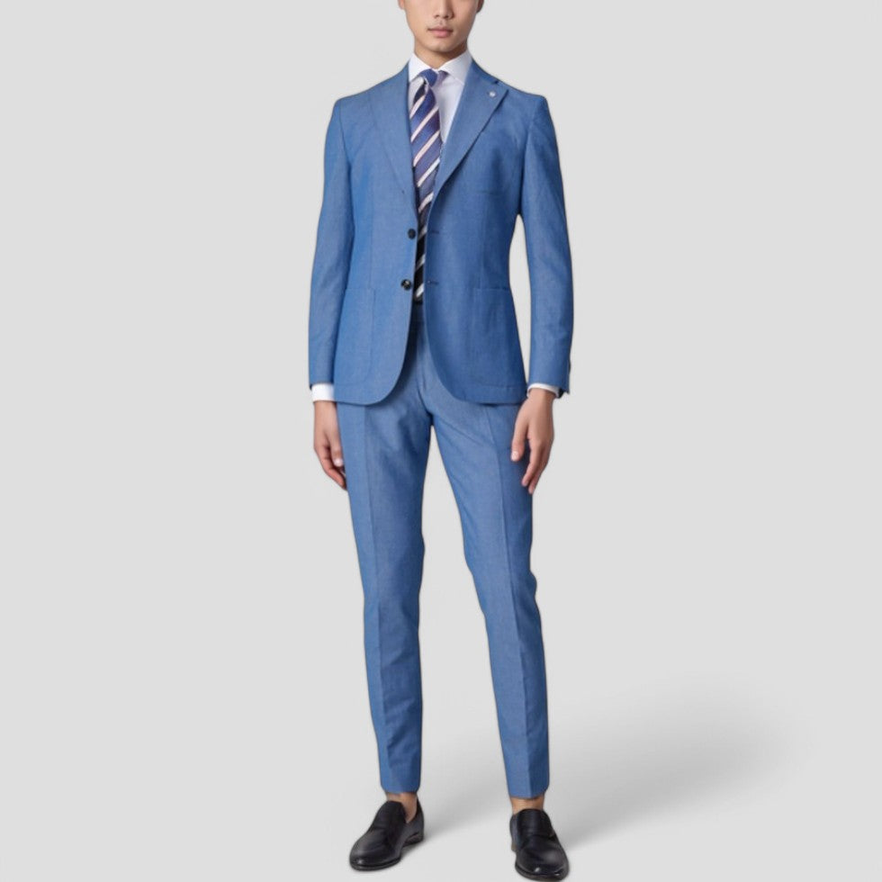 Men's Linen Blend Suit Set Smart Tailored Casual Business Look