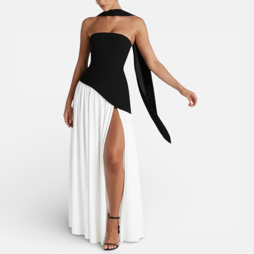 Strapless Maxi Dress with Side Slit