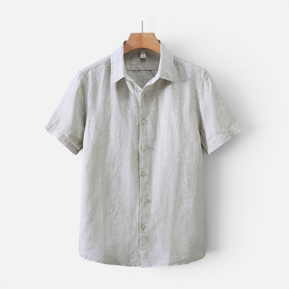 Men Old Money Linen Shirt Short Sleeve Summer Button Up