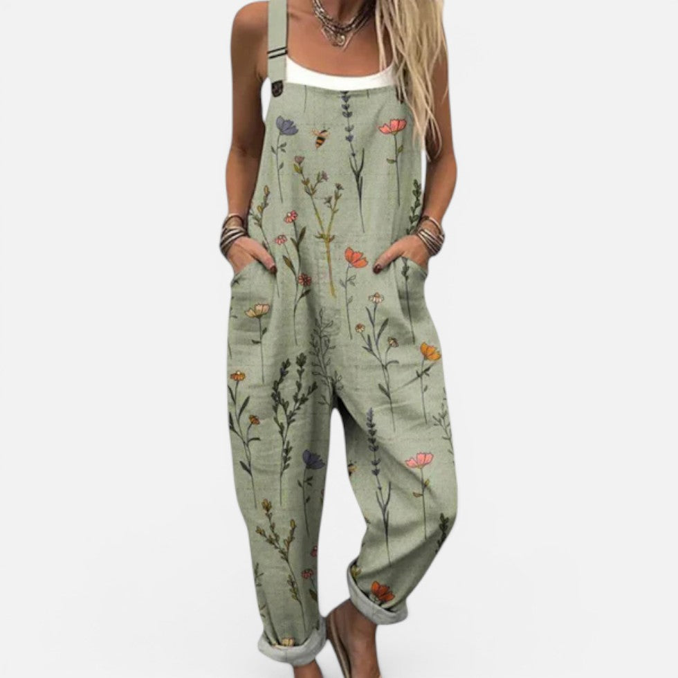 Printed Casual Dungaree Jumpsuit with Pockets