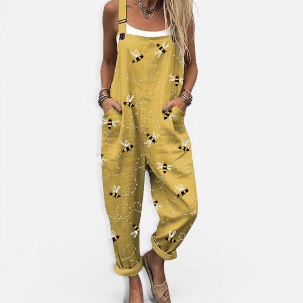 Printed Casual Dungaree Jumpsuit with Pockets