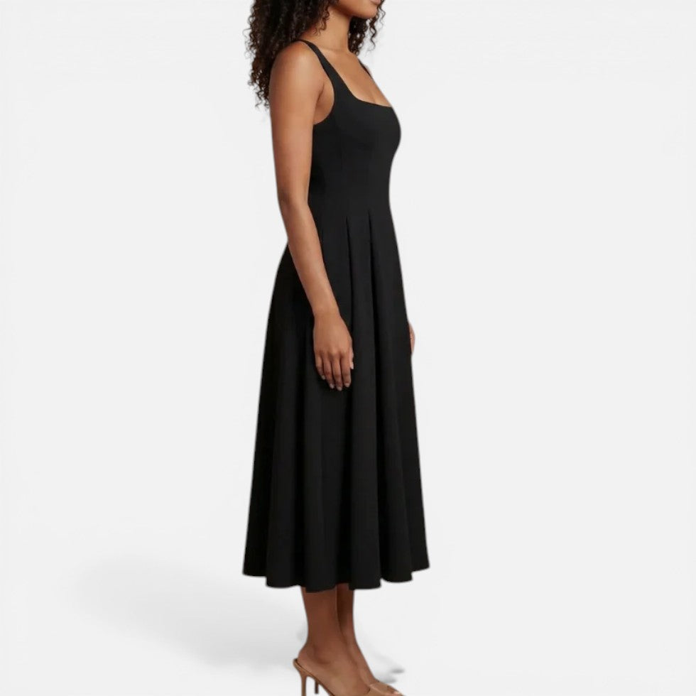 Square Neck Wedding Guest Midi Dress