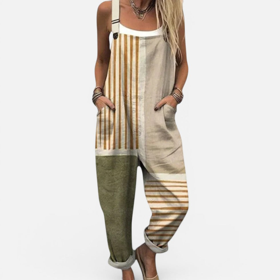 Printed Casual Dungaree Jumpsuit with Pockets