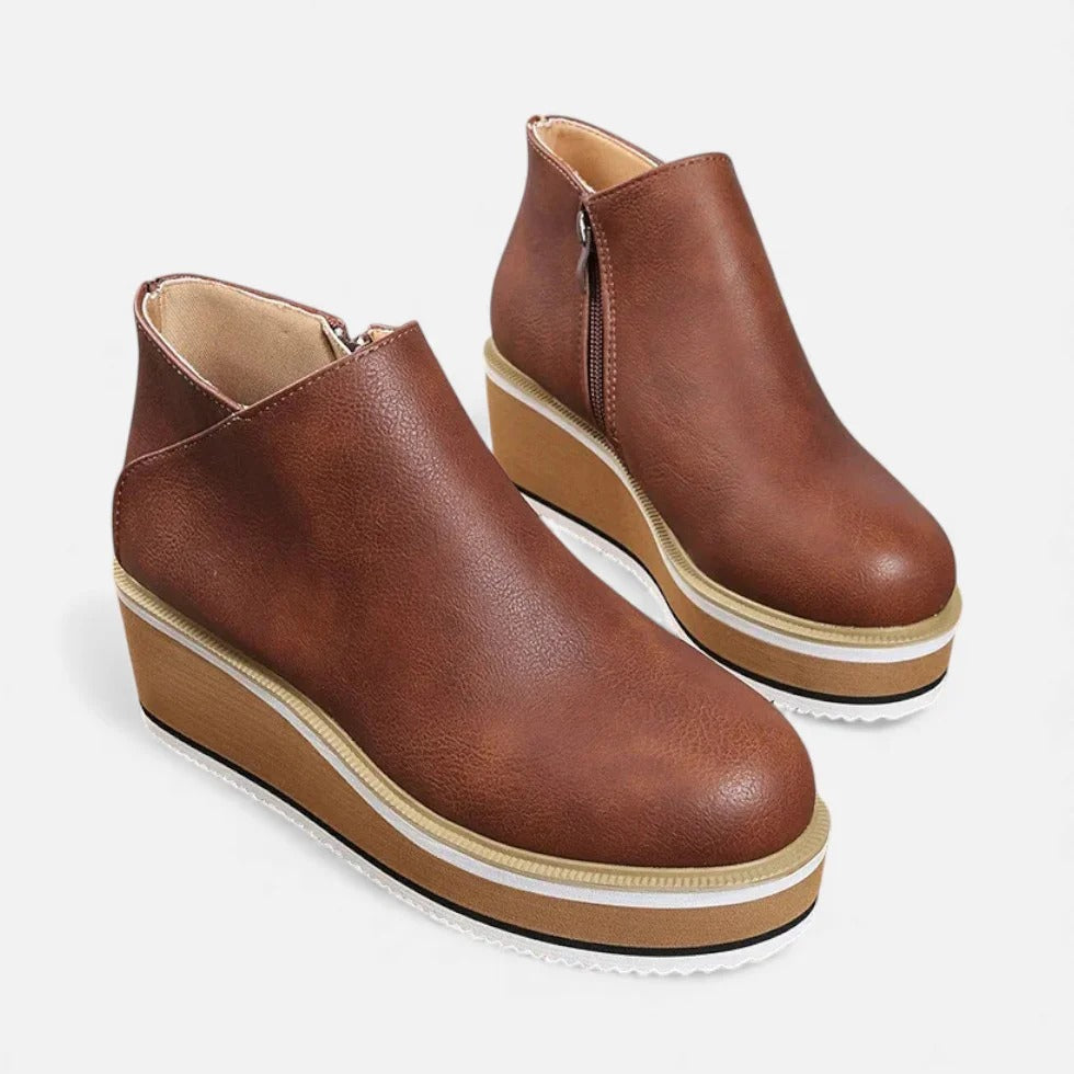 Orthopedic Platform Ankle Boots with Zip Closure