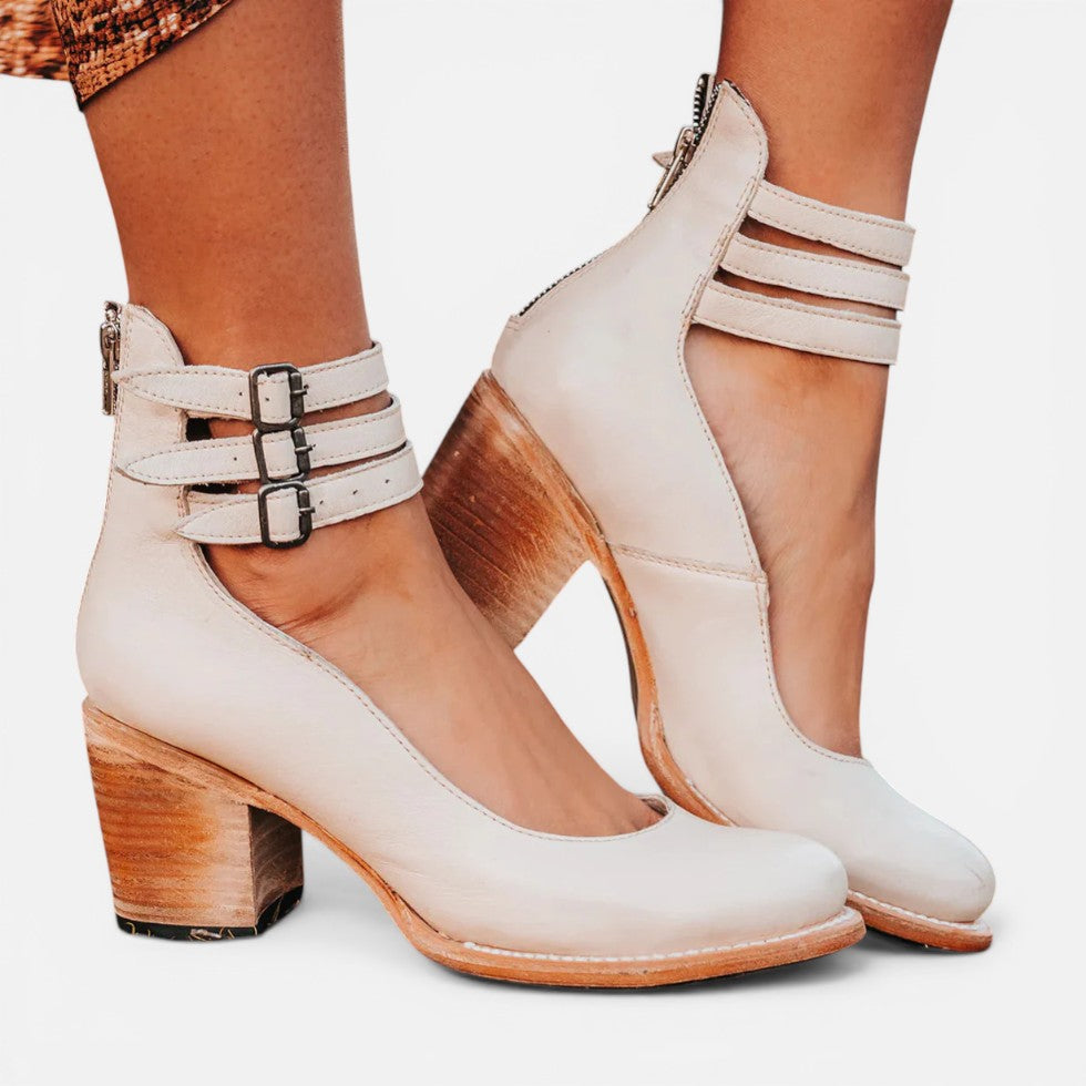 Womens Orthopedic Ankle Strap Block Heel Shoes