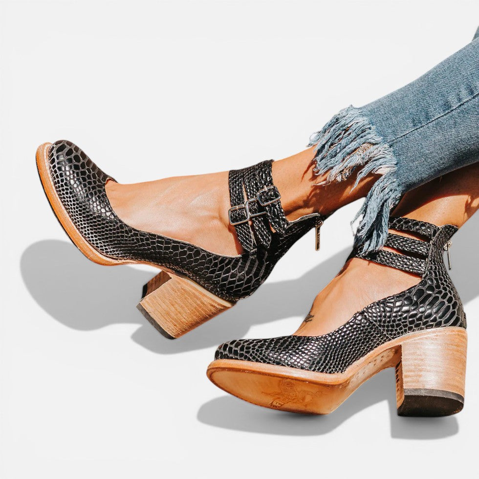 Womens Orthopedic Ankle Strap Block Heel Shoes