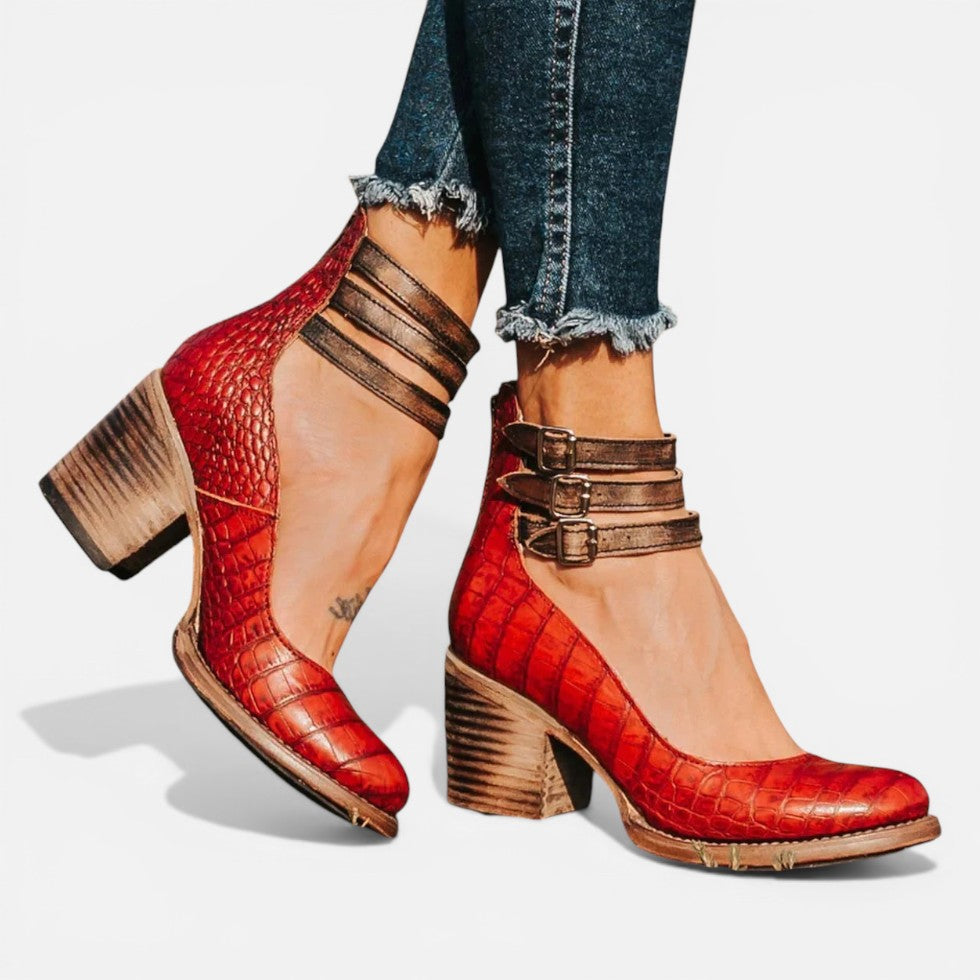 Womens Orthopedic Ankle Strap Block Heel Shoes