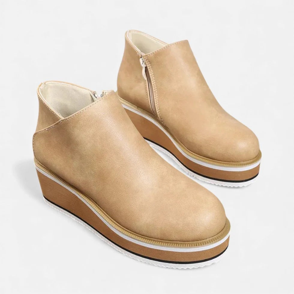 Orthopedic Platform Ankle Boots with Zip Closure