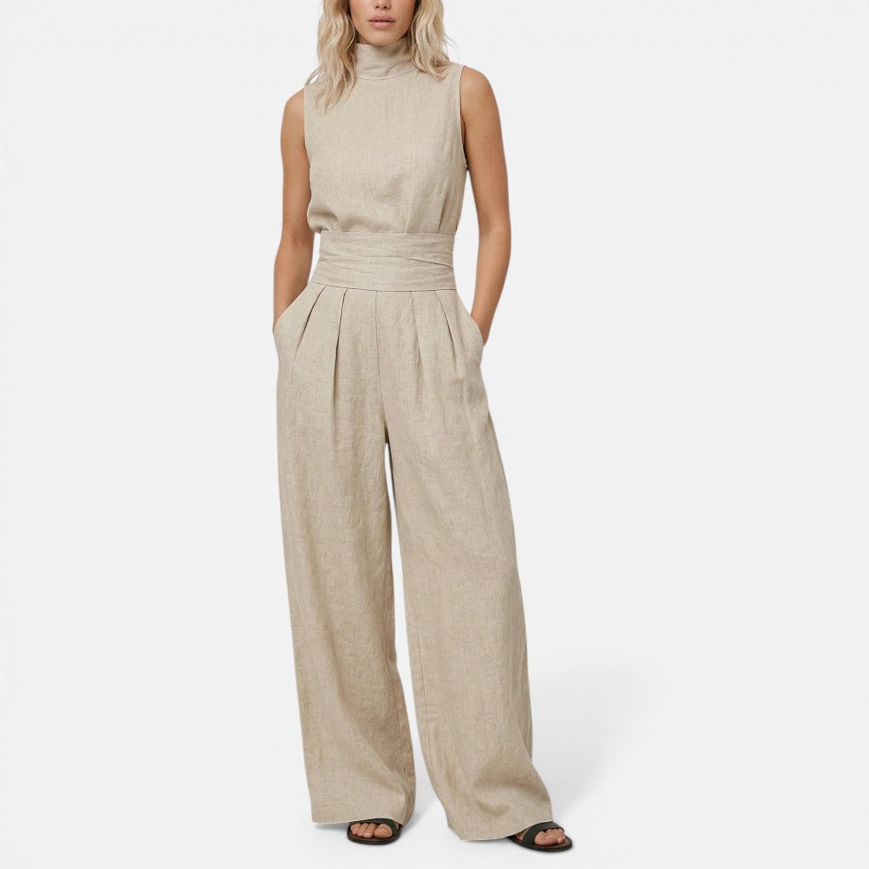 Sleeveless High Neck Wide Leg Jumpsuit