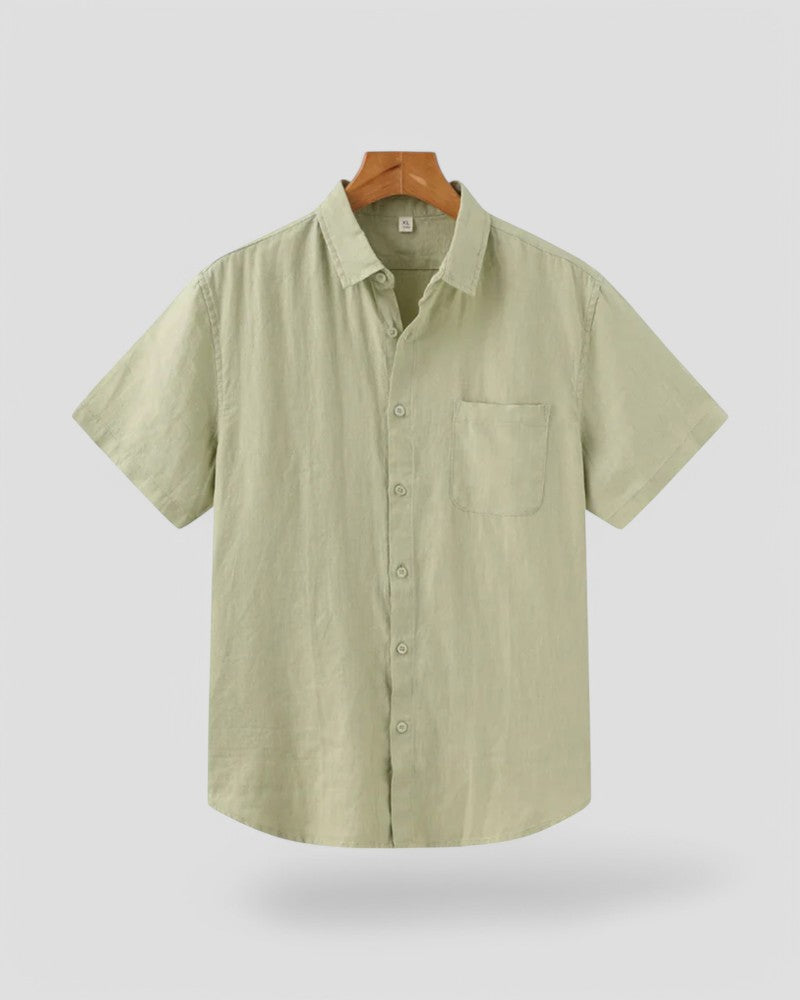 Men Old Money Linen Shirt Short Sleeve Summer Button Up
