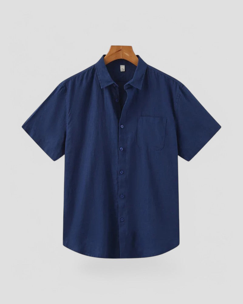Men Old Money Linen Shirt Short Sleeve Summer Button Up